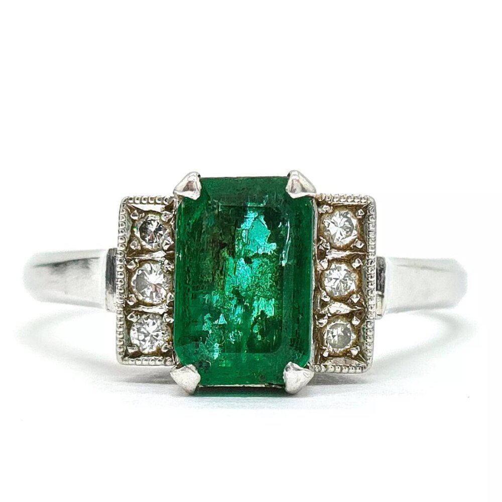 Natural 0.79 Carat Emerald, Solid Platinum Ring